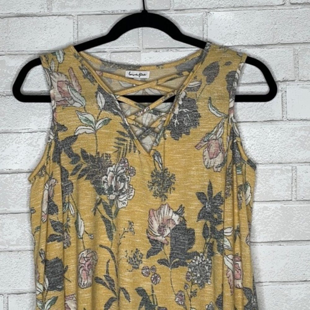 Love Fire Cold Shoulder Yellow Floral Long Sleeve - Picture 2 of 8